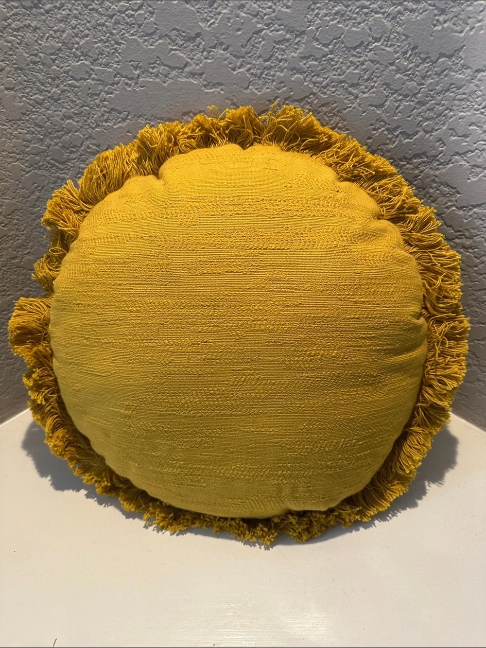 Opalhouse x Jungalow Sun Face Round Throw Pillow 16” Boho Fringe Yellow - Picture 4 of 5